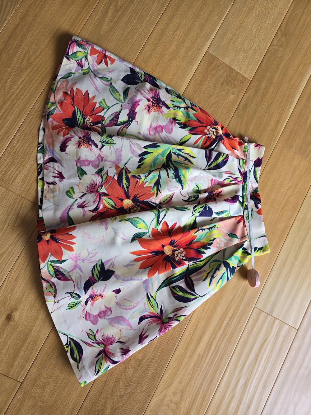 Eliza J Coral and White Floral Circle Skirt